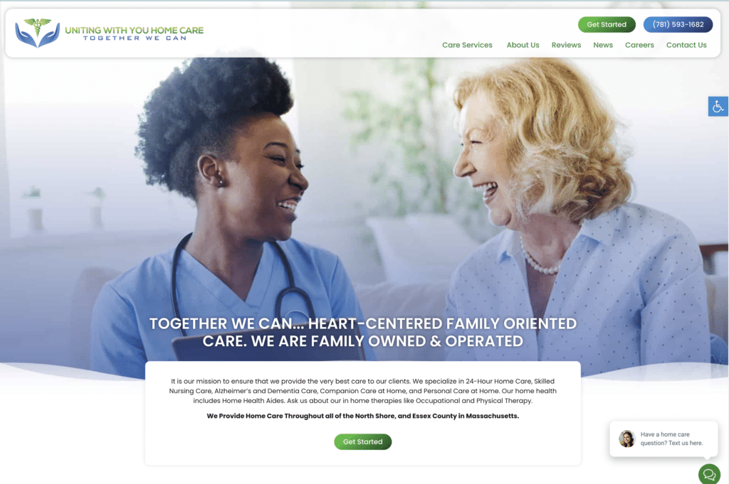 Home Care Website Design for Uniting Home Care in Swampscott, MA